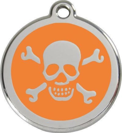 Red Dingo Hondenpenning 38 mm doodshoofd oranje
