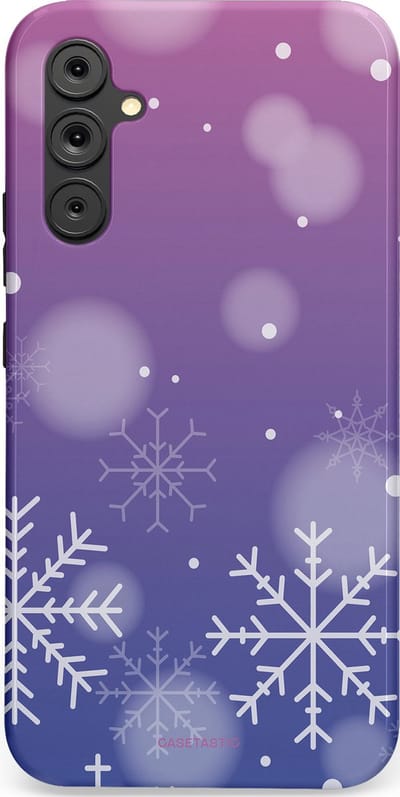 Casetastic hoesje geschikt voor Samsung Galaxy A34 (2023) 5G - Dubbellaagse bescherming - Winter Sneeuw Paarse Roze Gloed - Fashion Case - Lavendel