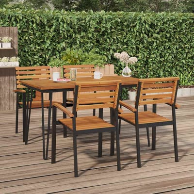 vidaXL - Tuintafel - met - haarspeldpoten - 140x80x75 - cm - massief - acaciahout