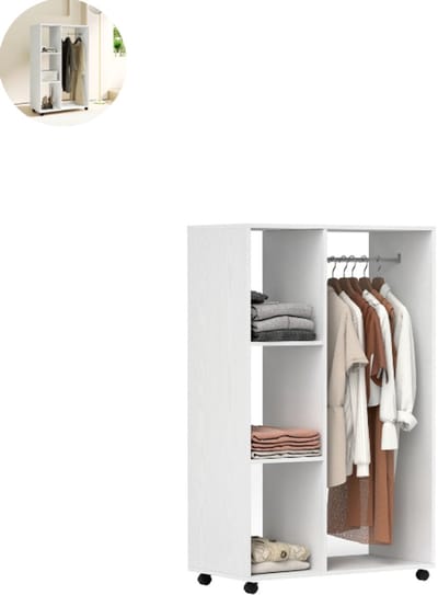Open Kledingkast - Slaapkamer - Kledingkasten - Ladekasten - Kledingrek - Dressing Kasten - Organizer - Metaal - Wit