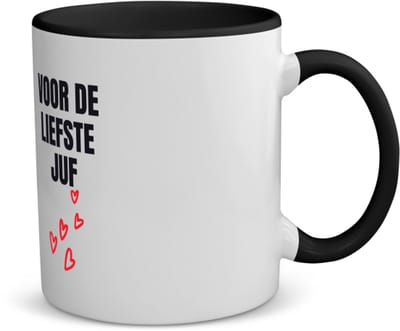 Akyol - voor de liefste juf koffiemok - theemok - zwart - Juf - cadeau juf - cadeau - bedankje juf - juffendag - lerares - 350 ML inhoud