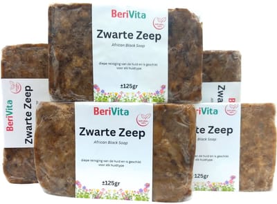 African Black Soap 10x ±125 gram - Afrikaanse Zwarte Zeep - 100% Natuurlijke Zeep