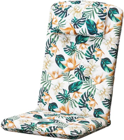 Hobbygarden Benita l- 3D Witte Bloemen Tuinkussen voor Hoge Rug Tuinstoelen – Waterafstotend, UV-bestendig en Extra Comfortabel
