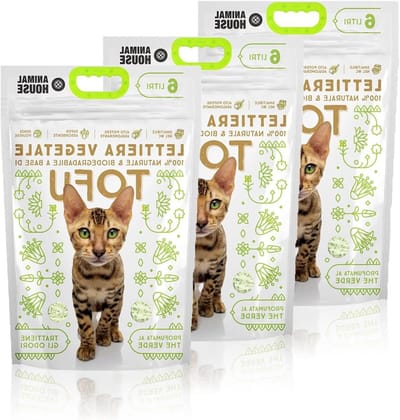 Kattenbakvulling Tofu - Geurabsorberend Grit - Frisse Kattenbak - Stofvrij en Veilig - 3 zakken 2.6kg - Natuurlijk