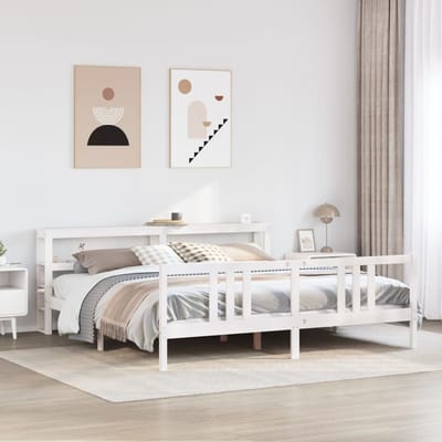 vidaXL - Bedframe - met - hoofdeinde - zonder - matras - 200x200 - cm - wit