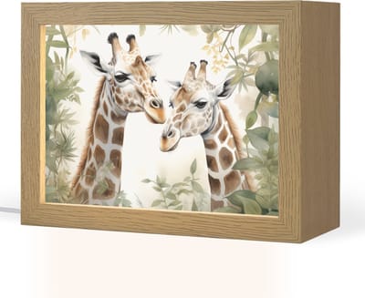Nachtlampje 20x15 cm - Kinder lampje - Dieren - Giraffe - Bladeren - Kinderen - Tafellamp kinderkamer - Slaapkamer lamp - Bedlamp kinderen - Kinderlampje stopcontact - Wandlamp babykamer - Nachtlampjes