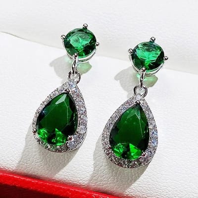 Nieuwe Groene Kristallen Steen Oorbellen In Europa En Amerika, Gekoppeld Aan Schitterende Luxe Verjaardagscadeaus Voor Vrouwen, Prachtige Sieraden gray