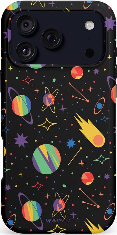 Casetastic hoesje geschikt voor Apple iPhone 17 Pro Max - MagSafe - Dubbellaagse bescherming - Planeten en meteoren - Fashion Case - Zwart