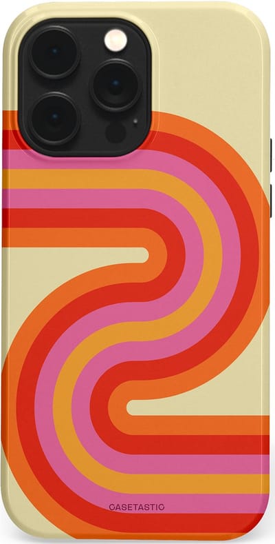 Casetastic hoesje geschikt voor Apple iPhone 14 Pro Max - MagSafe - Dubbellaagse bescherming - Retro wave - Fashion Case - Zand Rood Oranje Roze