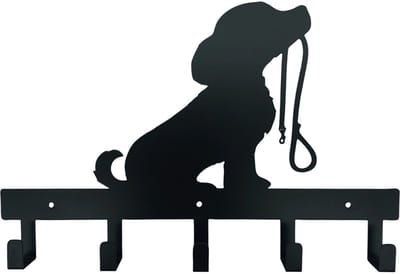 Sleutelrekje - Hondenriem en Sleutelrek - 5 Haakjes - Hond - Zwart - Metaal