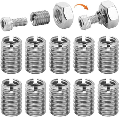 Dailygoods- Schroefdraadhuls M8 naar M10 - 10 Stuks - Roestvrij Staal - Conversie - Reparatiegereedschap - Corrosiebestendig - Schroefdraadinzet