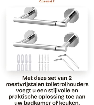 Dubbele Toiletrolhouder - Dailygoods- Toiletrolhouder Roestvrij Staal