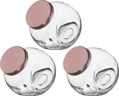 Urban Living Snoeppot/voorraadpot - 3x - 1,6L - glas - met koperen deksel