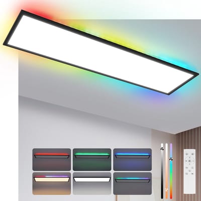 NETTLIFE plafondlamp - LED-paneel - plafondlamp dimbaar RGB - 100x25 - 24W - achtergrondverlichting - daglichtlamp - kantoor
