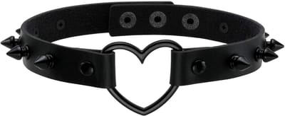 Dailygoods- Kraagchoker Punkstijl - Halsketting met Hart - PU Lederen - Studs Accent - Perfect voor Feesten - Diverse Stijlen