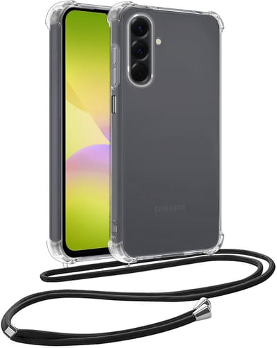 Hoesje - Geschikt voor Samsung Galaxy A26 - Met Koord - Shock Proof - Siliconen Case - Back Cover - Telefoonkoord - Telefoon Hoes Shockproof - Telefoonketting - Telefoonhoesjes - Transparant