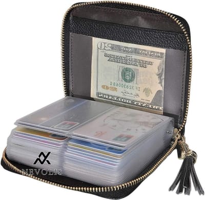 Nevolis Echt Leer Creditcardhouder Dames Heren RFID-blokkering Kaarthouder Rits 40 Vakken Creditcard Portemonnee .