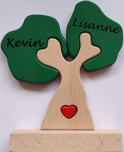 Gepersonaliseerde Stamboom puzzel 2 namen - geboorte - kraam cadeau - Vaderdagcadeau - moederdagcadeau