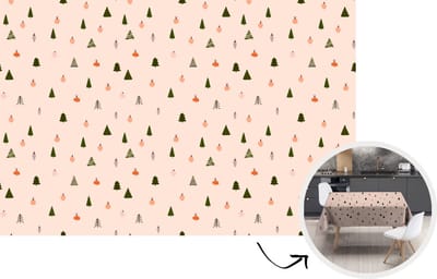 Kerst Tafelkleed - Kerstmis Decoratie - Tafellaken - Kerstbomen - Kerstballen - Pastel - 220x150 cm - Kerstmis Versiering