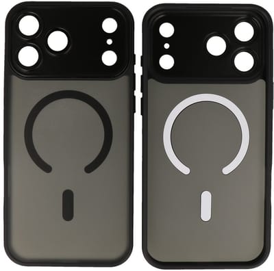 MagSafe Hoesje Geschikt voor iPhone 17 Pro - Mat-Transparent met Camera Beschermer Case - Zwart
