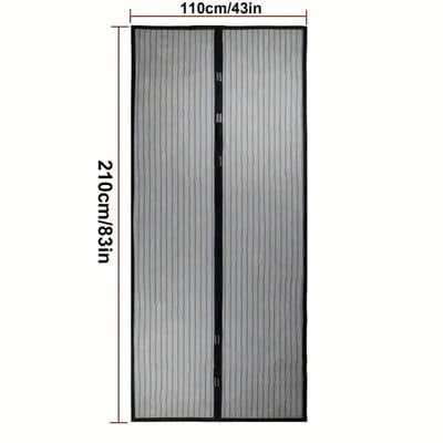 Deluxe Polyester Deurgordijn - Magnetisch Automatisch Sluitend Vliegengordijn - Anti-Muggen Net - Insectenhor -Wasbaar Muggennet - Zwart - 110x210cm Eenvoudige Montage - Zomerproof - Fris & Insectvrij