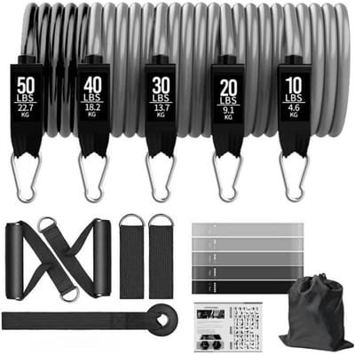 Weerstandsbanden Set Spanning Trekkoord voor Mannen Vrouwen Workout Oefenbanden voor Fitness Home Gym Krachttraining Apparatuur black