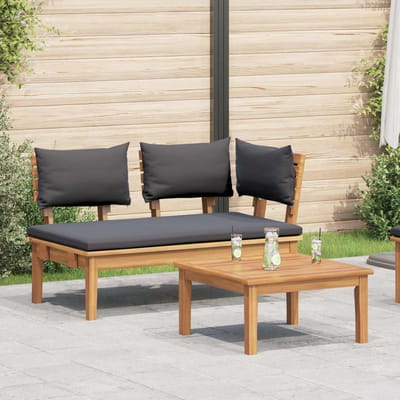 vidaXL - Tuinstoel - en - Tafel - Set - 2 - st - Grijs - en - Bruin - Massief - teakhout