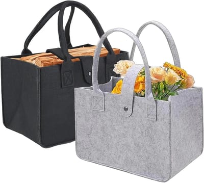 Vouwbare boodschappentas 2 stuks - grijs en zwart - 10L - sterke handvatten - herbruikbare opbergtas voor was, boeken en kleding - ruimtebesparend en multifunctioneel