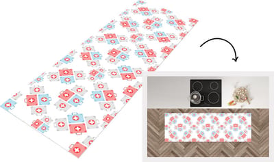Keukenloper - Loper keuken - EHBO Koffer - Abstract - Patroon - 150x50 cm - Keukenloper vinyl