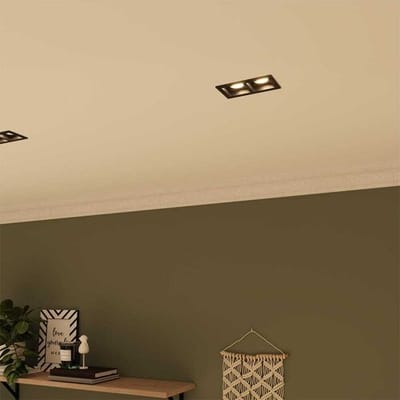 HOFTRONIC Fresno Dubbele Inbouwspot - Rechthoek - 2x GU10 - 4000K Neutraal wit - 8 Watt 690 Lumen - Kantelbaar - IP20 stofdicht - Zwart