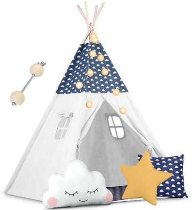 Nukido Tipi Tent voor Kinderen met Lichtjes – Blauw