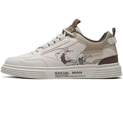 Heren Low-Top Kleurblokkerende Sport Board Schoenen Trendy Leren Bovenwerk Vetersluiting Jeugd Heren Outdoor Vrijetijdsschoenen 44 gray
