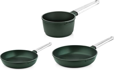 Westinghouse Performance 3-delige Pannenset – Koekenpan 24 cm + Koekenpan 28 cm + Steelpan 18 cm – PFOA-vrij – Inductie – Groen
