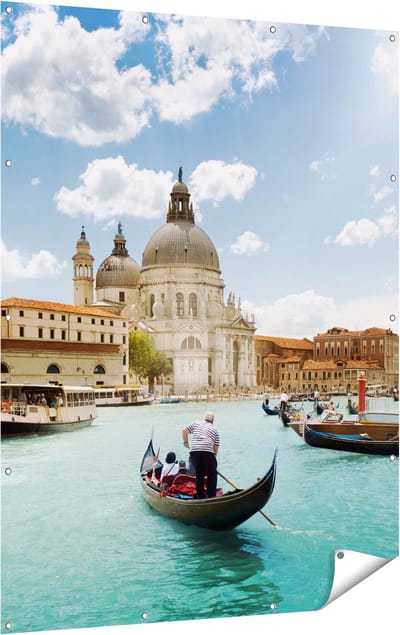 Gards Tuinposter Basiliek San Marco in Veneti� op het Water - 120x160 cm - Tuindoek - Tuindecoratie - Wanddecoratie buiten - Tuinschilderij