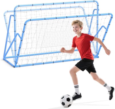 Triumpunpre Voetbal rebound-net, ijzeren frame en PE-net met hoge sterkte, verstelbare hoek, opvouwbaar en draagbaar, trainingsapparatuur voor schieten, passen en balcontrole, gebruik binnen en buiten