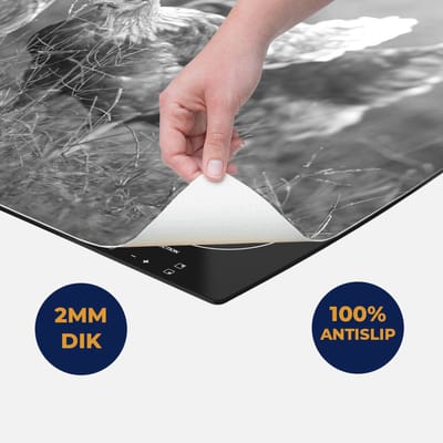Chefcare Inductie Beschermer Kippen op het Gras - Zwart Wit - 60x50 cm - Afdekplaat Inductie - Kookplaat Beschermer - Inductie Mat