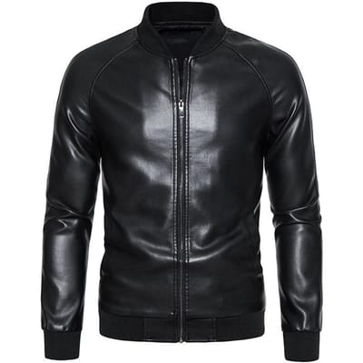 Leren Jas Herenjas Nieuwe Versie Jeugd Casual PU Leer Jas Top XXXXL black