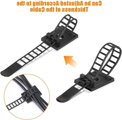 Allecto - Verstelbare Zelfklevende Clips - Kabelorganizer - Zwart - Draadclips - 50 Stuks - Geschikt voor Auto en Thuis - Klein Formaat