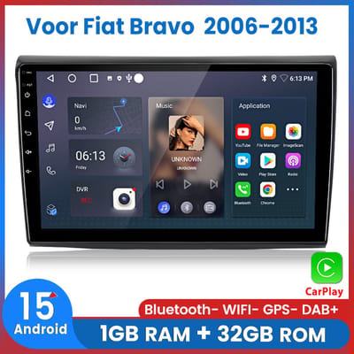 Awesafe Autoradio - Draadloos Apple CarPlay Android Auto - Geschikt Voor Fiat Bravo 2006 t/m 2013 - 1GB+32GB - Autoradio met navigatie GPS - Radio Scherm