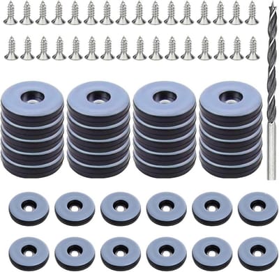 Teflon Glijders voor Meubels - 32 Stuks, Ø 30 mm, Rond, Schroef Bevestiging, Voor Makkelijk Verplaatsen van Stoelen