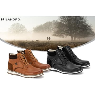 Milanoro - Elegante lederen herensneakers - Zwart - Maat 43