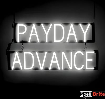 PAYDAY ADVANCE - Lichtreclame Neon LED bord verlicht | SpellBrite | 74 x 38 cm | 6 Dimstanden - 8 Lichtanimaties | Reclamebord neon verlichting