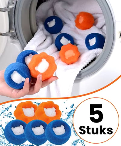 Boncy® Drogerballen 5 stuks - Droger Ballen Haarverwijderaar voor Wasdrogers & Wasmachine - Haarvanger Wasbollen - Anti Haar Droogballen - Wasdrogerballen - Wasballen Pluizenverwijderaar Huisdieren Wasmachine Pluis Wasbol