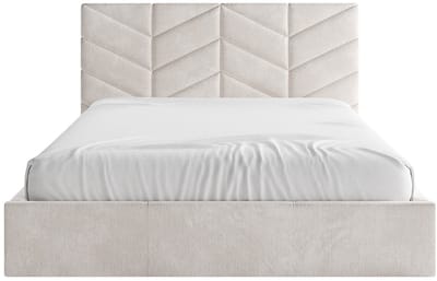 Vente-unique Bed met opbergruimte stof crème 140 x 190 cm