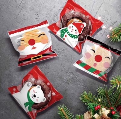 Akyol - Traktatiezakjes - 10 stuks - koekzakjes kerst - kerst snoepzakjes - uitdeelzakjes voor kerst - uitdeelzakjes - oud en nieuw - verjaardag zakjes - feestzakjes - snoepzakjes - verjaardag - feest- kado - traktatie