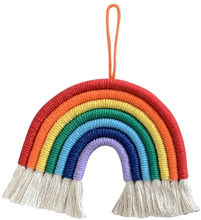 Dailygoody - Handgeweven regenboog wanddecoratie - Macramé muurhanger - Katoenen draad - Kinderkamer decoratie - Geschikt voor meisjeskamers - Multicol