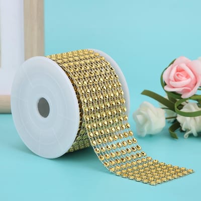 3 STUKS Strass Mesh Rol Glanzende Diamant Wikkel Lint Trim DIY Handgemaakte DecoratieZwart beige