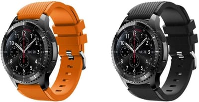 Strap-it Bundel van 2 Siliconen Banden - Zwart & Oranje - Geschikt voor Samsung Galaxy Watch 46mm - Horlogeband / Polsband / Armband / Sportarmband - Siliconen Armband - Waterbestendig & zweetbestendig - Flexibel & comfortabel