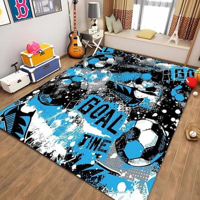 Tapijt met thema balsporten Cartoon voetbalvloermat voor kinderslaapkamerdecoratie Voetbal Grote Oppervlaktekleden Huis Woonkamer Hal Loper 120*160cm