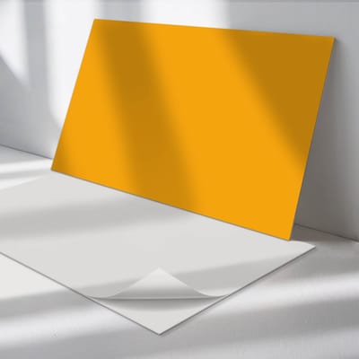 Wallfluent Vinyl Wandpaneel - Kleur Lichtoranje Vinyl Wandbekleding - 100 cm x 50 cm - Oranje PVC wandpaneel - Verpakking van 1 stuk - Rechthoekig Wandbekleding Vinyl - Patroon Wandpaneel - Zelfklevend Muurpaneel - Wandpaneel Keuken en Badkamer